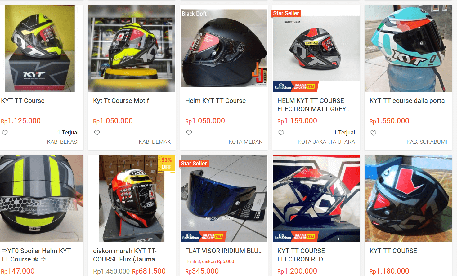 Harga KYT TT Couse Shopee April 2020